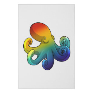 Octopus with Rainbow Faux Canvas Print
