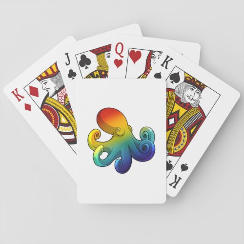 Octopus with Rainbow Playing Cards