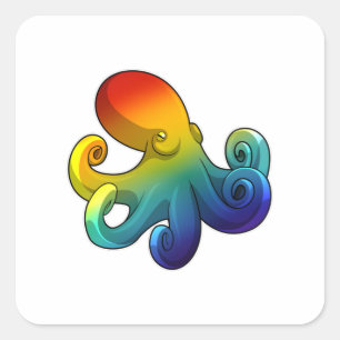 Octopus with Rainbow Square Sticker