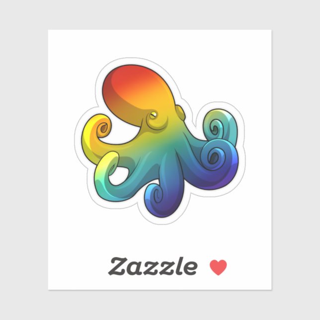 Octopus with Rainbow Sticker (Sheet)