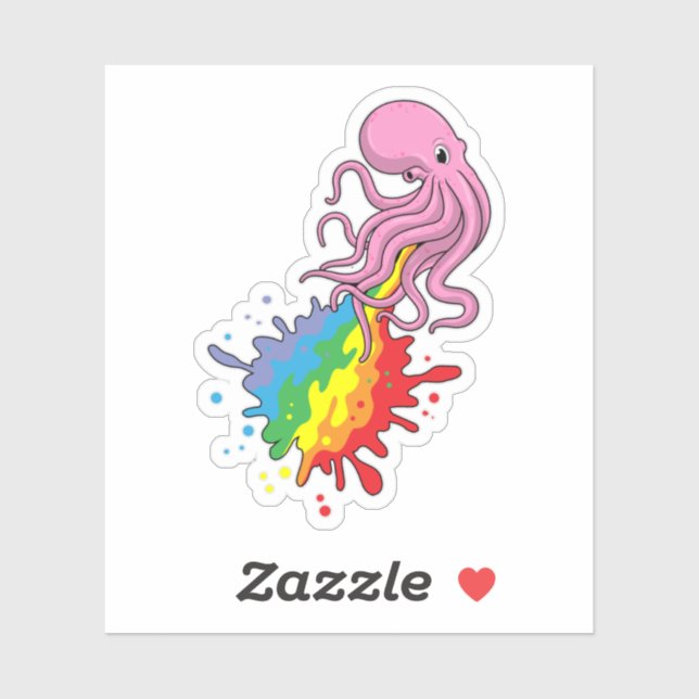 Octopus with Rainbow Sticker (Sheet)