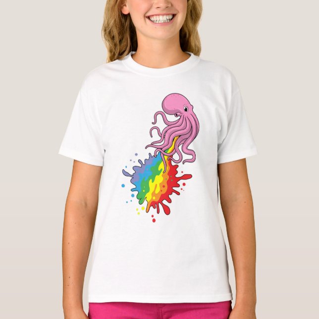 Octopus with Rainbow T-Shirt (Front)
