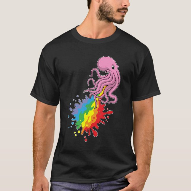 Octopus with Rainbow T-Shirt (Front)