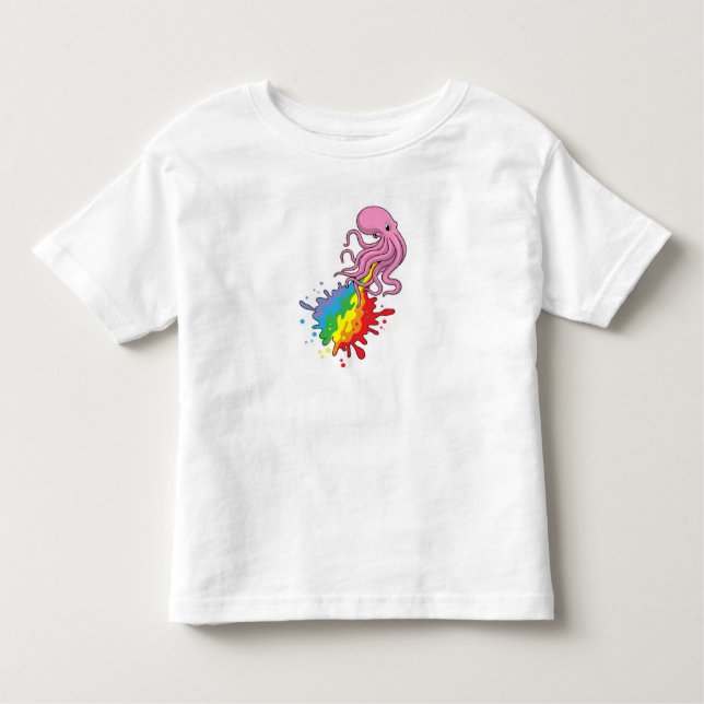 Octopus with Rainbow Toddler T-shirt (Front)