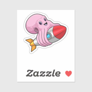 Octopus with Rocket Sticker