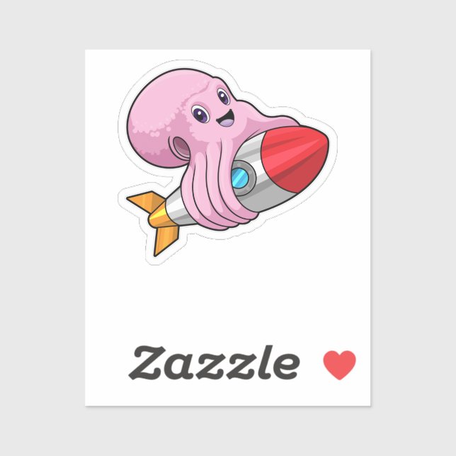 Octopus with Rocket Sticker (Sheet)