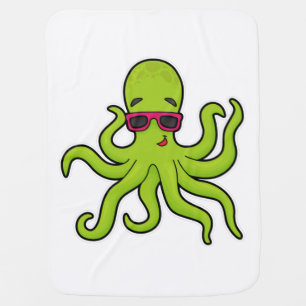 Octopus with Sunglasses Baby Blanket
