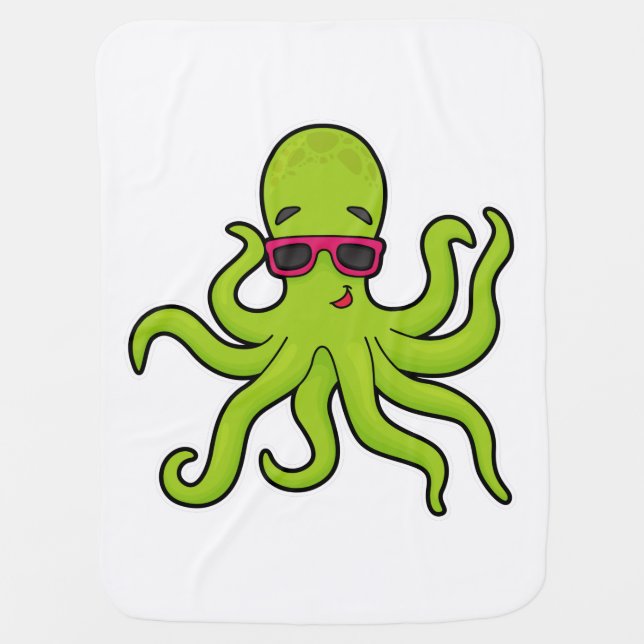 Octopus with Sunglasses Baby Blanket (Front)