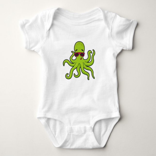 Octopus with Sunglasses Baby Bodysuit (Front)