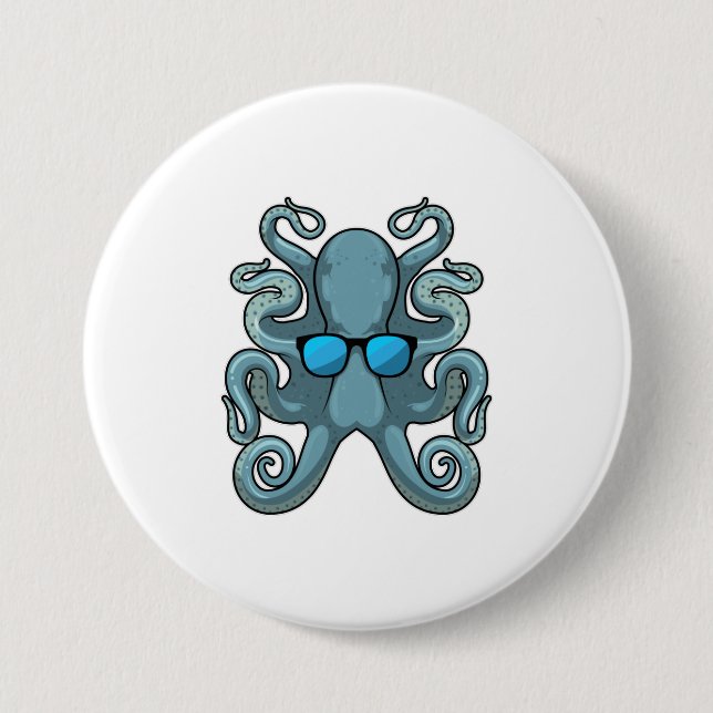 Octopus with Sunglasses Button (Front)