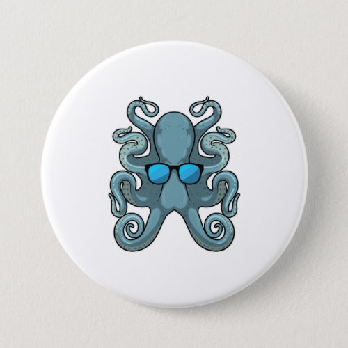 Octopus with Sunglasses Button