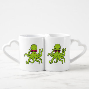 Octopus with Sunglasses Coffee Mug Set