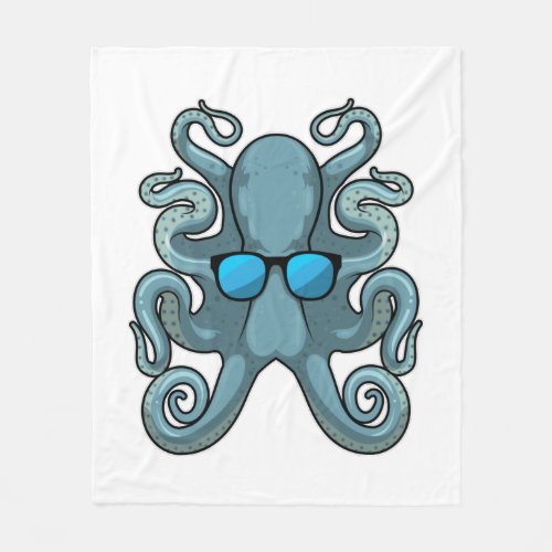 Octopus with Sunglasses Fleece Blanket