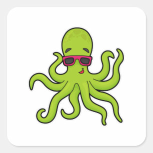 Octopus with Sunglasses Square Sticker