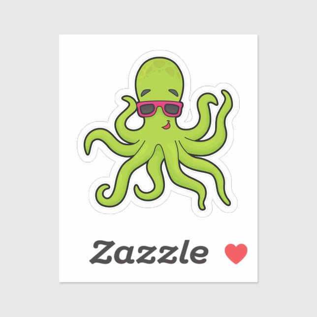 Octopus with Sunglasses Sticker (Sheet)