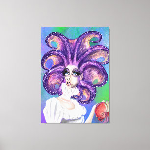 Octopus Woman and Goldfish Canvas Print - Painting