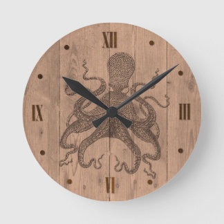 Octopus Wood Look Wall Clock