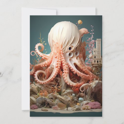 Octopus World Underwater Fantasy Ocean Abstract Invitation