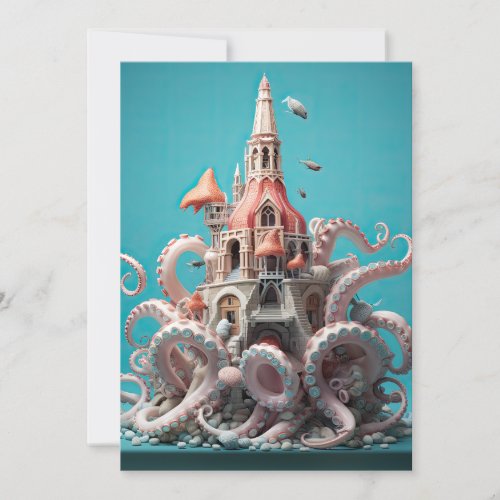 Octopus World Underwater Fantasy Ocean Abstract Invitation