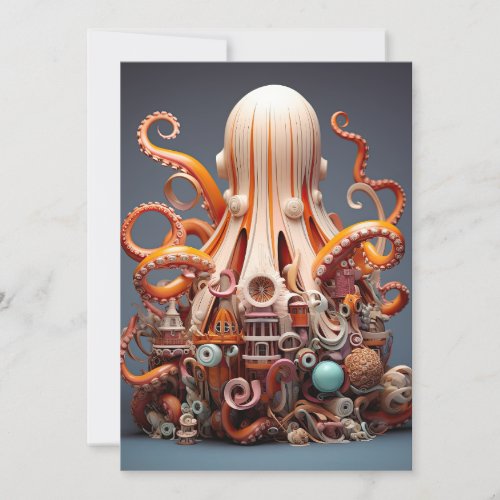 Octopus World Underwater Fantasy Ocean Abstract Invitation