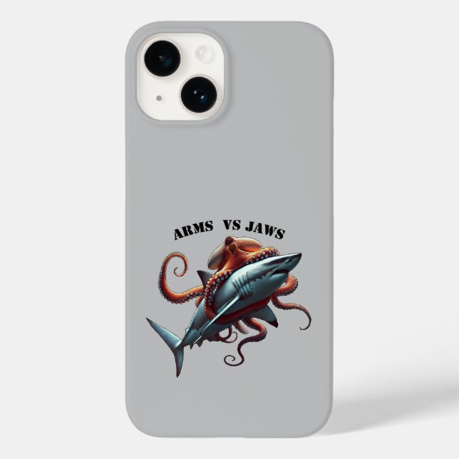 Octopus Wrapped Around a Great White Shark URM Case-Mate iPhone Case (Back)