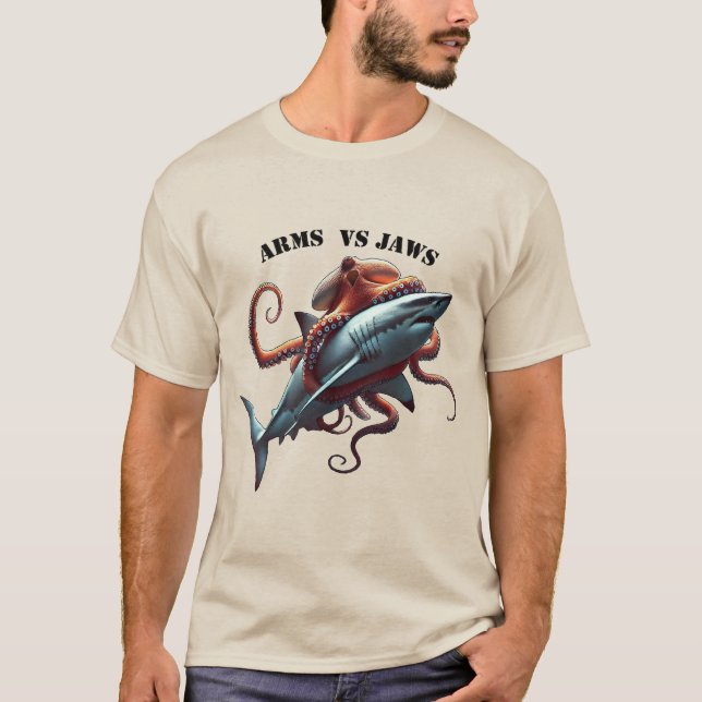 Octopus Wrapped Around a Great White Shark URM T-Shirt (Front)