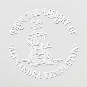 Octopus Wrapped Around Ship Library Book Name Embosser
