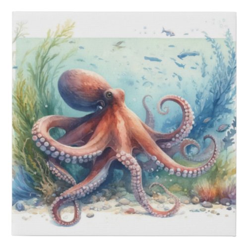 Octopuss Odyssey REF133 _ Watercolor Faux Canvas Print