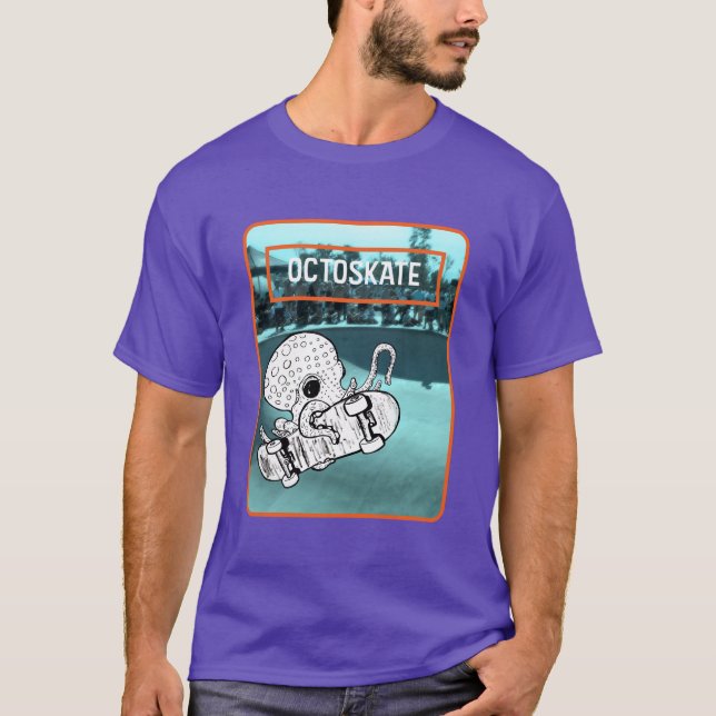 Octoskate 2 Skateboarding Octopus T-Shirt (Front)