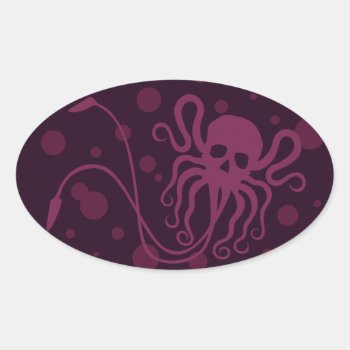 Octoskull Oval Sticker by Middlemind at Zazzle