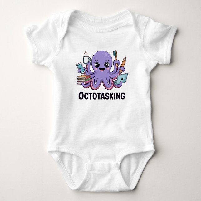 Octotasking Creature in Multitask Mode Baby Bodysuit (Front)