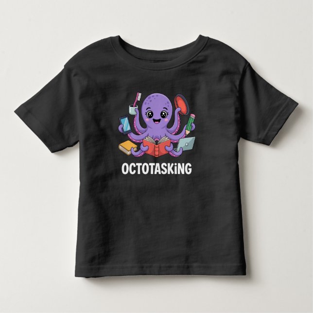 Octotasking Creature in Multitask Mode Toddler T-shirt (Front)