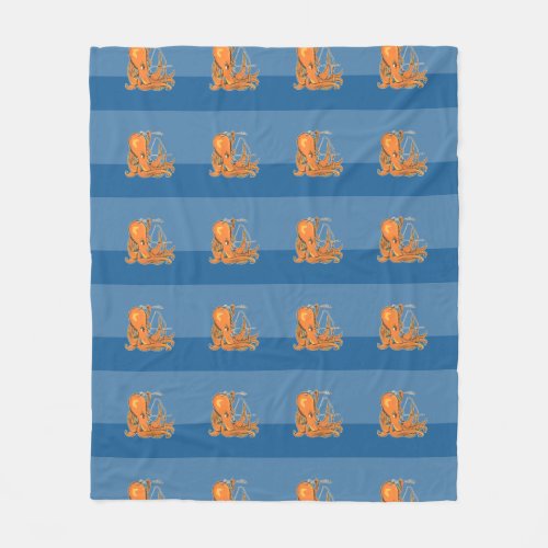 Octpus with a bow and arrow fleece blanket
