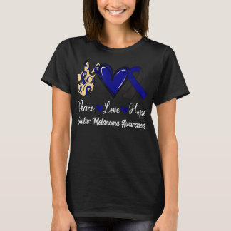 Ocular Melanoma Awareness Peace Love Hope Black &  T-Shirt
