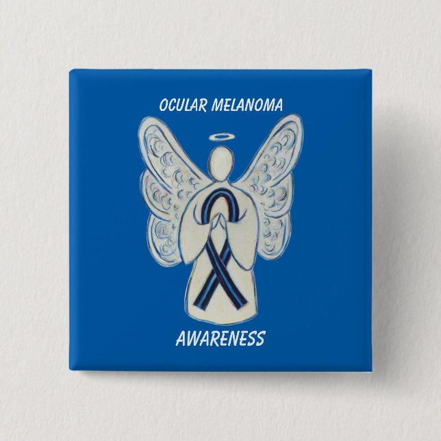 Ocular Melanoma Awareness Ribbon Angel Custom Pin (Front)