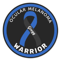 Ocular Melanoma Warrior Ribbon White Round Sticker