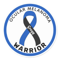Ocular Melanoma Warrior Ribbon White Round Sticker