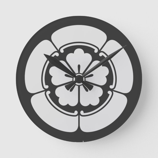 Oda Mokkou | KAMON [ Japanese Family Crest ]   Round Clock (Front)