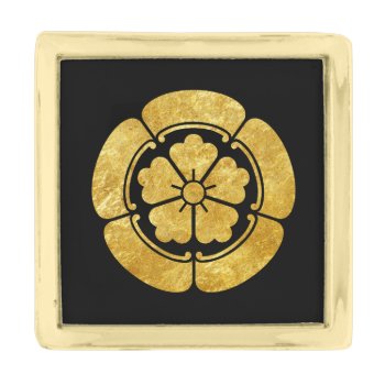Oda Mon Japanese Samurai Clan Faux Gold On Black Gold Finish Lapel Pin by ejkaal at Zazzle