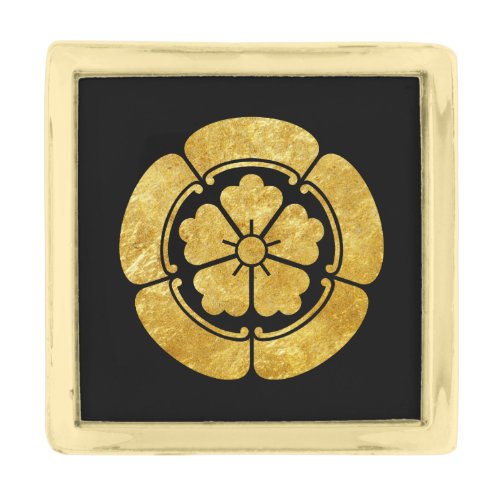 Oda Mon Japanese samurai clan faux gold on black Gold Finish Lapel Pin