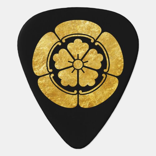 Oda Mon Japanese samurai clan faux gold on black Guitar Pick