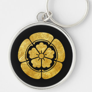 Oda Mon Japanese samurai clan faux gold on black Keychain