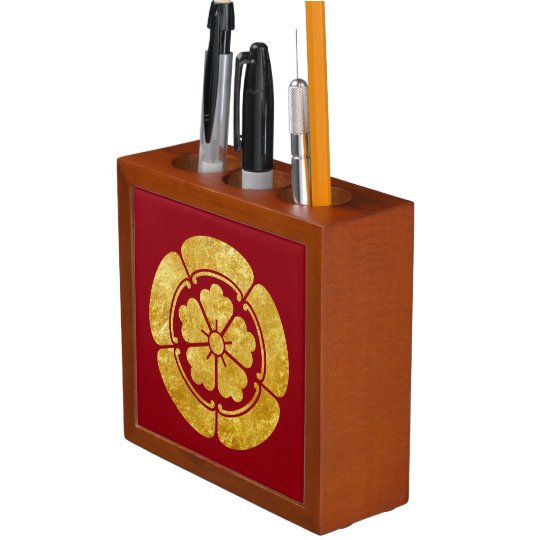 Oda Mon Anese Samurai Clan Faux Gold On Red Pencil Pen Holder Oda Mon Anese Samurai Clan Faux Gold On Red Pencil Pen Holder