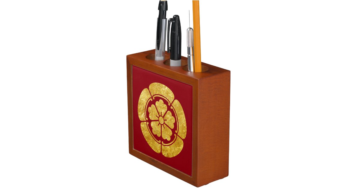 Oda Mon Anese Samurai Clan Faux Gold On Red Pencil Pen Holder Oda Mon Anese Samurai Clan Faux Gold On Red Pencil Pen Holder Zazzle