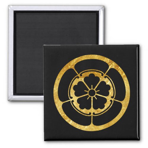 Oda Mon Japanese samurai clan gold on black Magnet