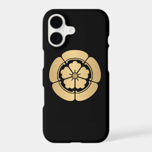 Oda Mon samurai clan brushed faux gold on black iPhone 17 Case