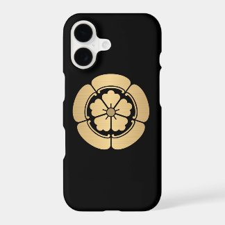 Oda Mon samurai clan brushed faux gold on black iPhone 17 Case