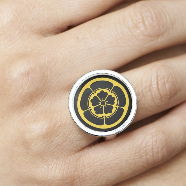 Oda Mon Yellow Black Japanese samurai clan Ring (In Situ)