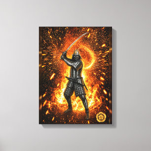 Oda Nobunaga Samurai Armor Fire 12x16 Canvas Print