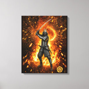 Oda Nobunaga Samurai Armor Fire 16x20 Canvas Print